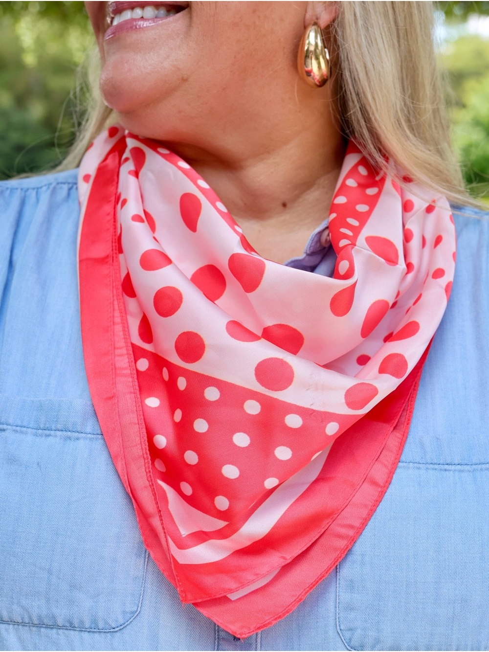 Caroline Hill Lula Coral Polka Dot Scarf